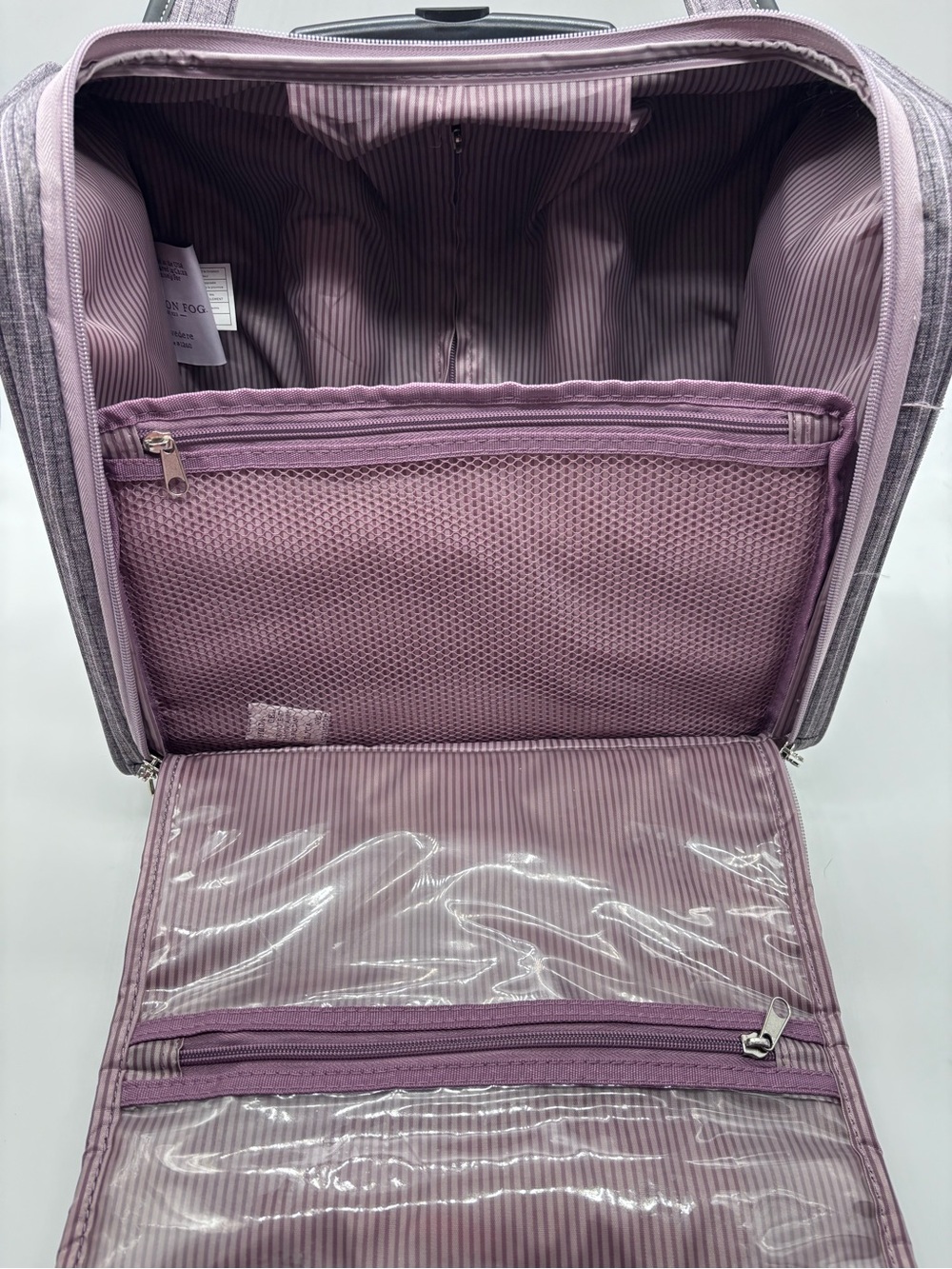 London Fog Lavender Pinstripe Travel Dopp Bag - Picture 8 of 15